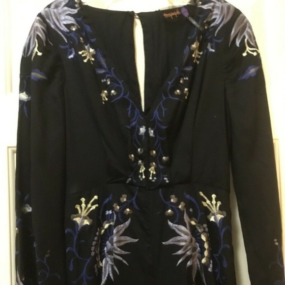 Free People Black Boho Gypsy Rose Embroidered Jumpsuit - Picture 4 of 7